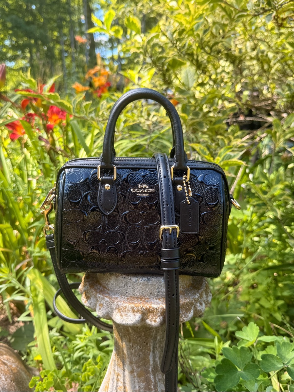 Coach Signature Patent Mini Rowan Bag